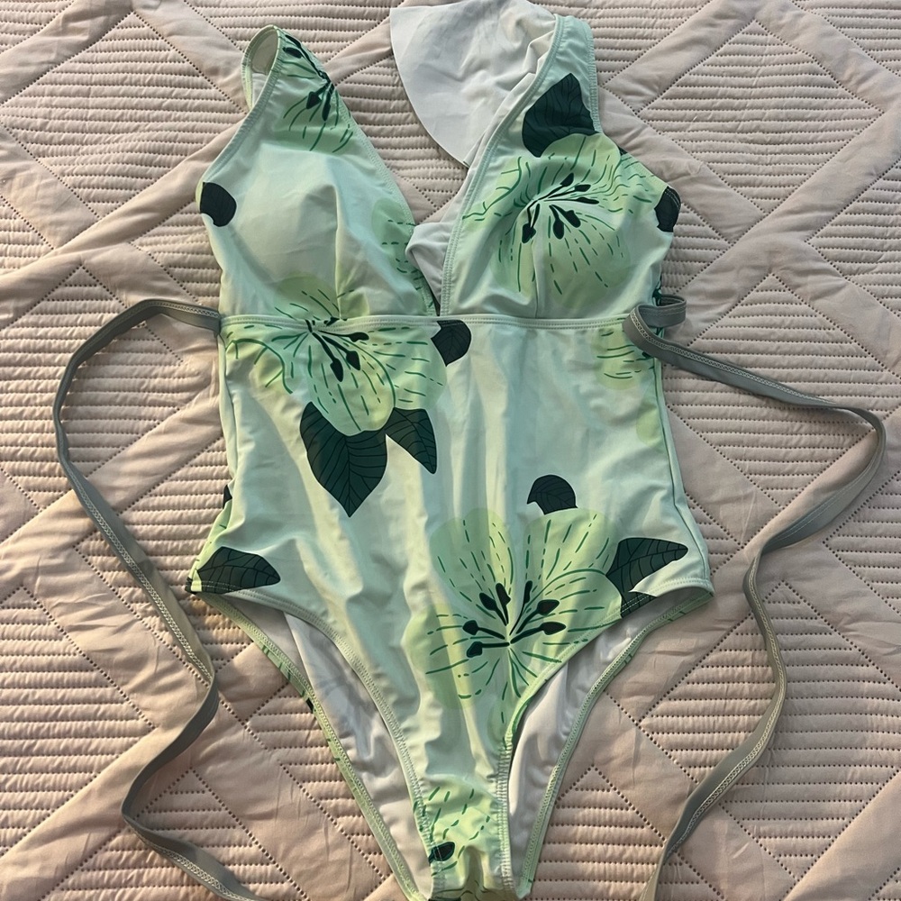 Floral Green One-Piece Swimsuit